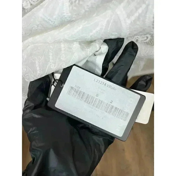 Burryco Midi Dress White Lace Bow Detail Coquette Sheer Women's Sz Small NWT - Picture 14 of 14